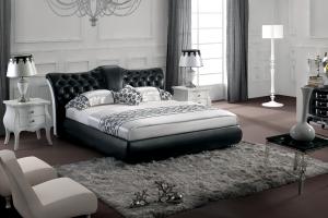 Modern classic leather bed