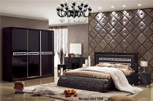 Modern muslim classic leather bed King size System 1