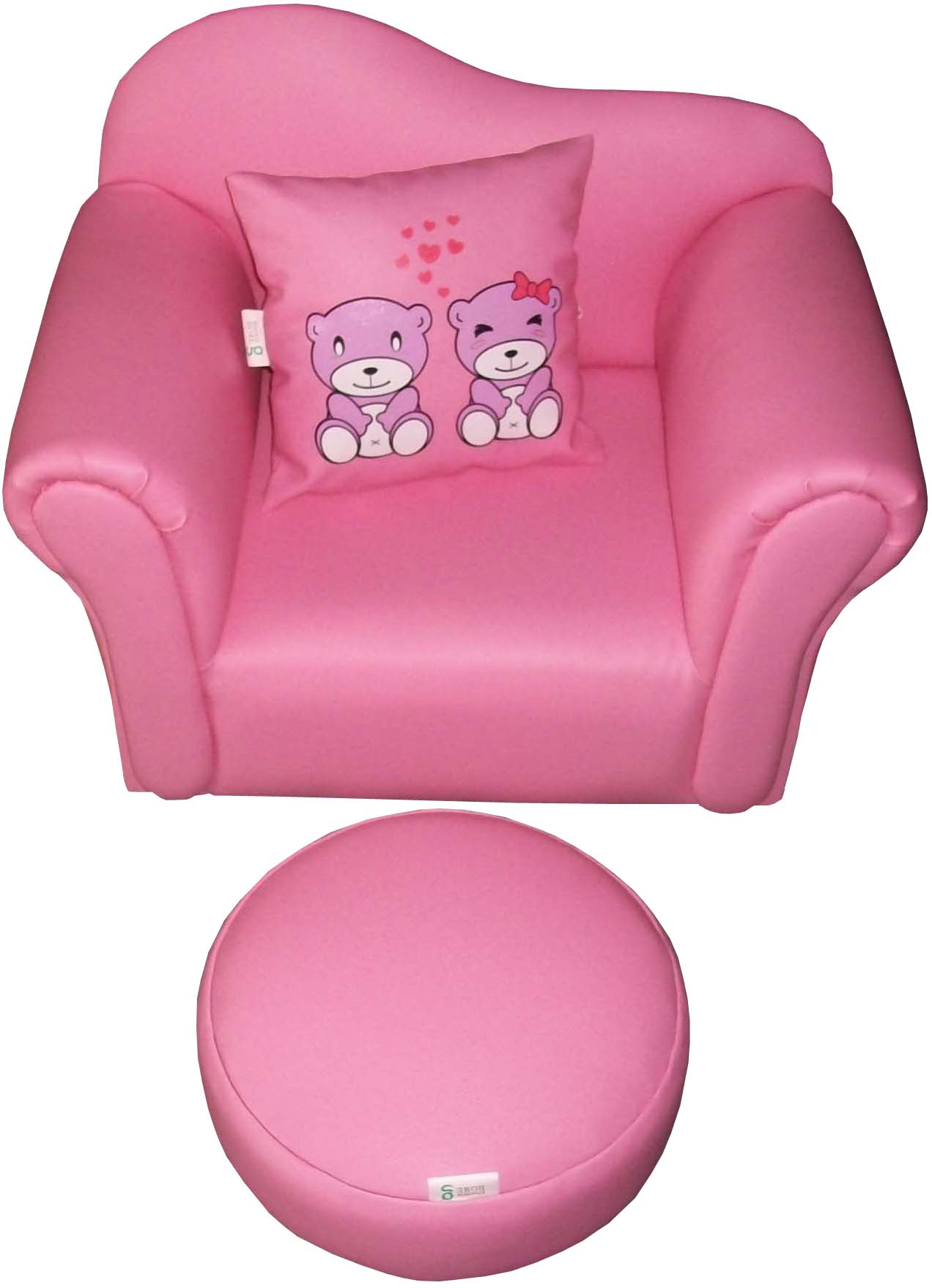 Child's Single Chair with Cushion & Stool