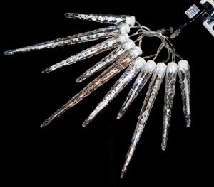 10Ct Mixed Meteor White LED Light String with Icicle Reflectors System 1