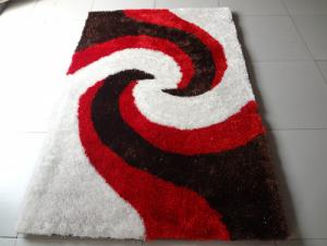 Black Red  Polyester Shaggy Rug System 1