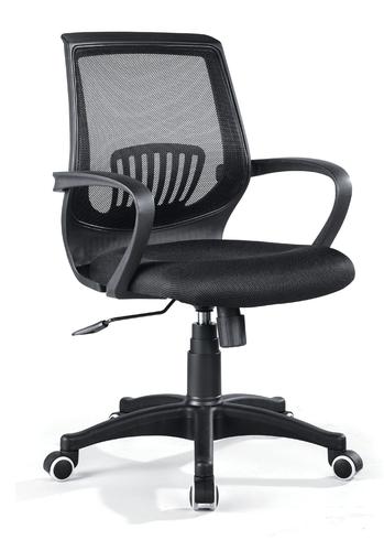 Swivel Office Chair with Black Armrest and Black mesh Backrest System 1