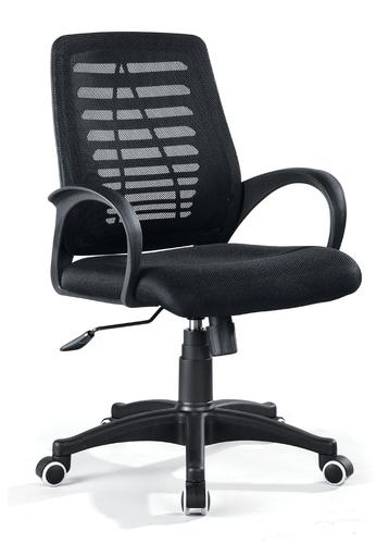 ZHSMC-04 Swivel Office Chair with Round Armrest and Black Legs System 1