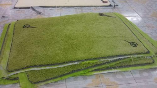 Polypropylene Shaggy  Carpets with Green Color and Cheap Price System 1