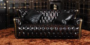 Classic chesterfield long sofa  real leather