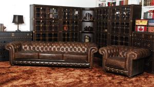 Classic chesterfield sofa set real leather