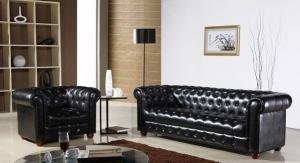 Classic chesterfield chair 3 seater black real imported leather
