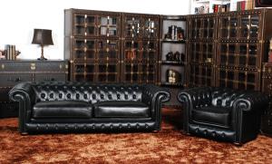 Classic chesterfield sofa 2 seater real leather