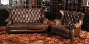 Classic chesterfield chair 2seater real leather