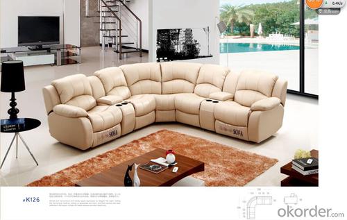 Modern recliner sofa real leather 5seater System 1