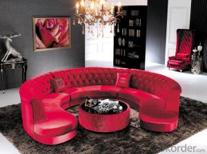 Fabric Chesterfield sofa red color round sofa