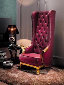 Fabric Chesterfield sofa red color high chair