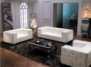 Fabric Chesterfield sofa white color System 1