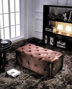 Fabric Chesterfield sofa red color ottoman