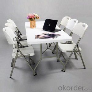 utdoor White Foldable Table Trestle Canteen Events Banquet HDPE Plastic Folding Tables