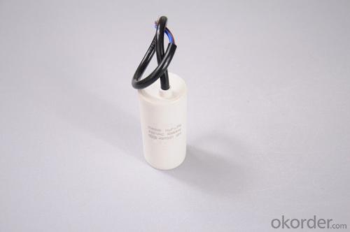 white  plastic can  with line motor running capacitors System 1