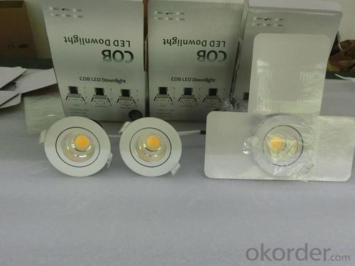 COB LED down light,dimmable LED down ligh with color box packge System 1