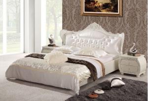modern popular leather pu beds with crystal