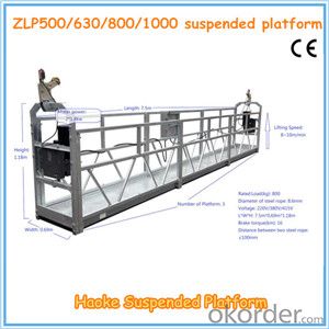 Motor 1.8KW 8KN ZLP 800 Durable Suspended Working Platform With Steel Rope 8.6mm Diameter System 1