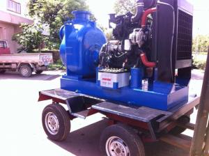 Self priming 6 inch diesel water pump with trailer