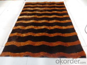 Wave Shape Balck and Yellow Color Hand Tufted Polyester Shaggy Rug System 1
