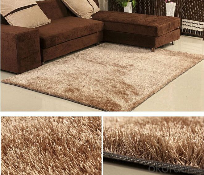 Brown Plain Color Hand Tufted  Polyester Shaggy Carpet