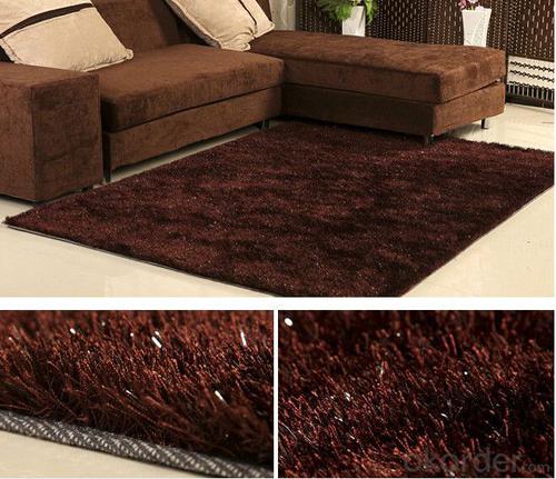 Brown Plain Color Hand Tufted  Polyester Shaggy Carpet System 1