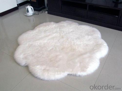 Round Flower Shape Pure White Australia Sheepskin Rug System 1