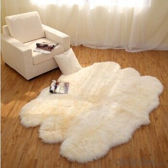 Yellow , Pure White Octo Size Sheepskin Indoor Carpet