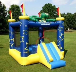 New style blue yellowl inflatable castle with slide