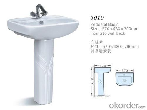 Floor Standing Bathroom Ceramic Pedestal Basin - 3010 System 1