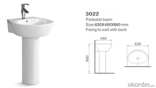 Floor Standing Bathroom Ceramic Pedestal Basin - 3022 System 1