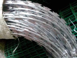 Galvanized Razor Barbed Wire With Electro Dipped Galvanized  Wire System 1