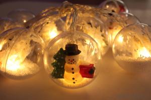Battery Lights String with Snowman Ball Ornament System 1