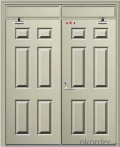 Double leaf emergency fire doors with different color