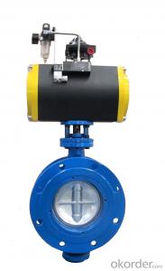 Three offset Pneumatic Double Flange Butterfly Valve DN150 System 1