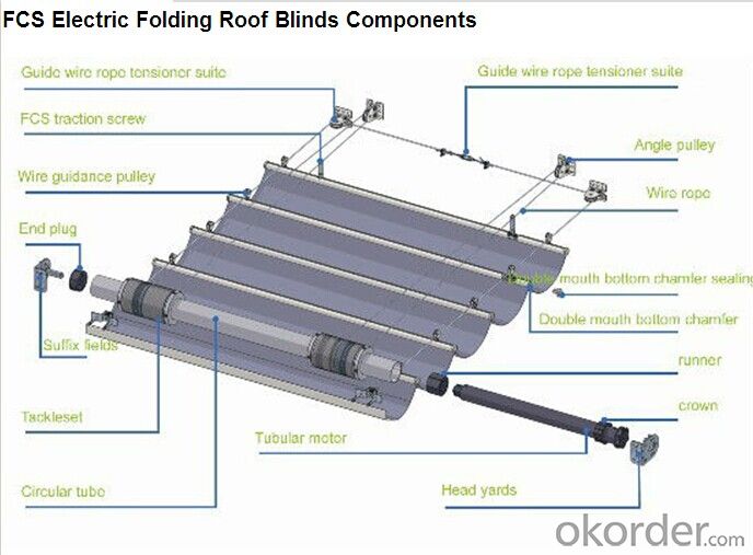 FCS Folding Roof Blinds for Indoor Sunshade