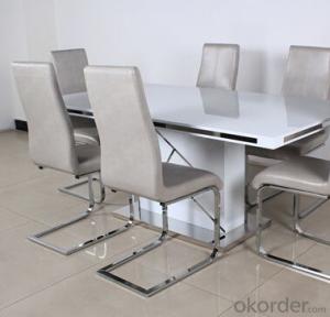 Medium Density Fiber Board Dining Table with Metal Strip