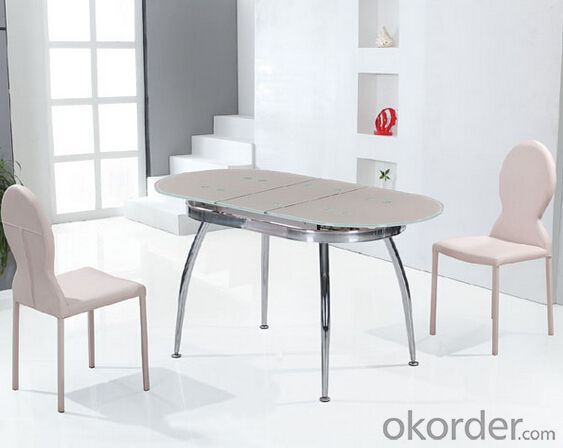 Glass Dining Table with Chromed Frame,Fashion Design