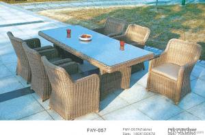 Garden Rattan Dining Set Outdoor Table with Chair Patio Wicker