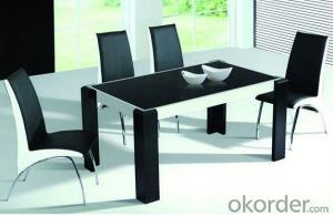 Glass Dining Table with Black Leather Chair