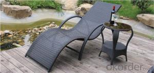 Durable outdoor Sunbed / Wave Shape Rattan Sun Lounger