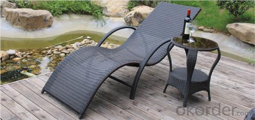 Durable outdoor Sunbed / Wave Shape Rattan Sun Lounger System 1