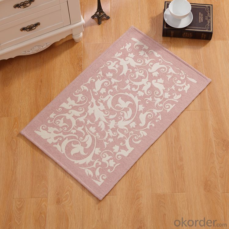 Washable Soft Machine Made  Chenille Polyester Jacquard Floor  Rugs