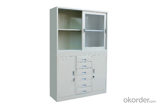 Metal Locker Office School Glass Double Door Furniture Steel Cabinet System 1