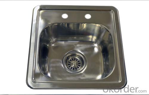 15" Size 200mm Depth Square Single Bowl Topmount Drop In Stainless steel Kitchen Sink System 1