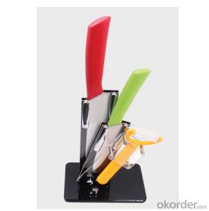 Ceramic knife set with acrylic stand，with colorful handle