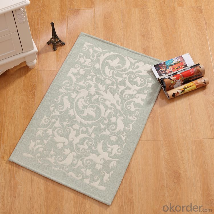 Washable Soft Machine Made  Chenille Polyester Jacquard Floor  Rugs
