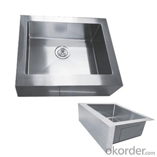 25"x21" Brushed Finish 3 Side Apron Farmhouse Sink System 1