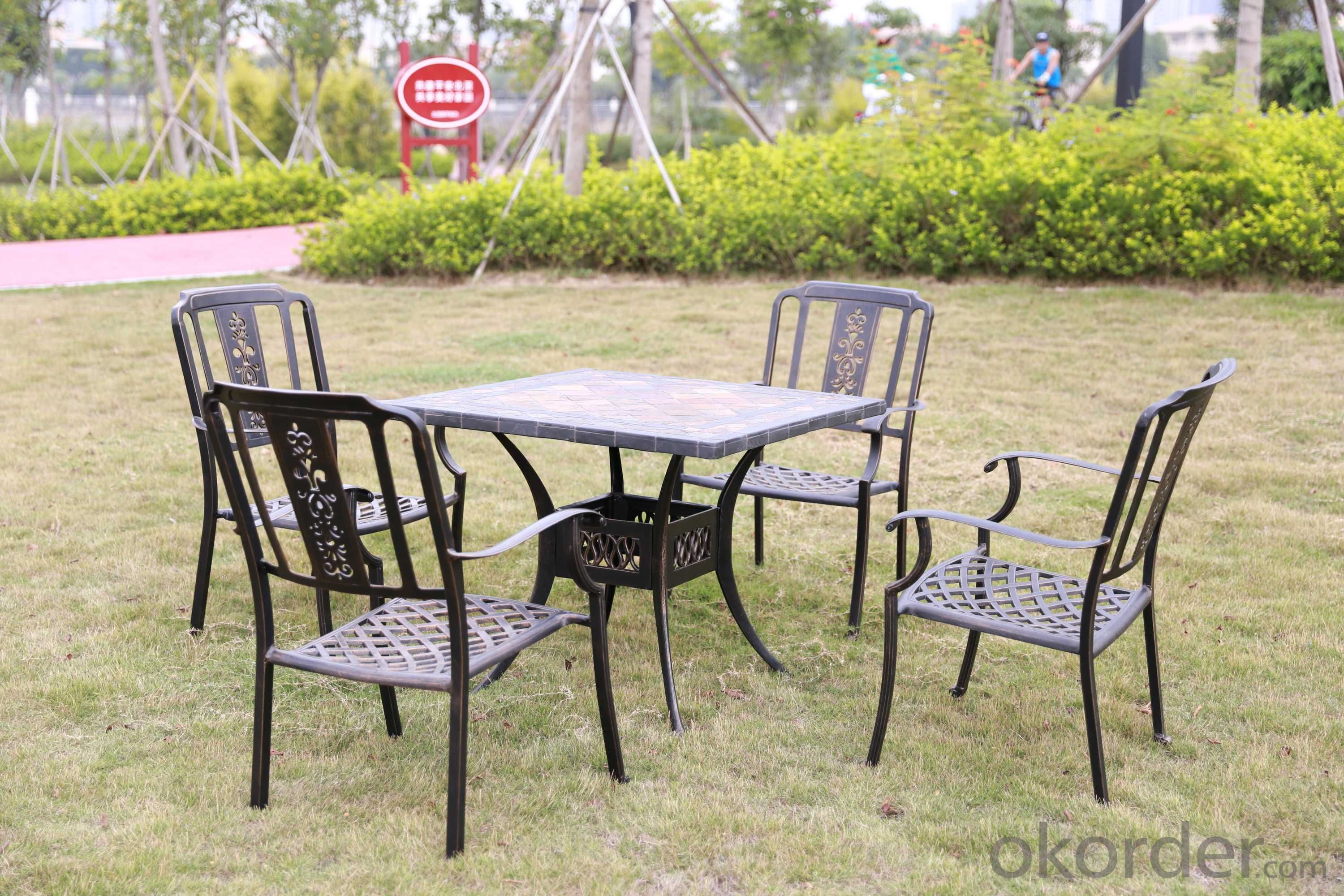 Casting Aluminum Marble Outdoor Garden Set Furnitures